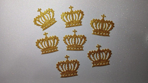 Figura Troquelada Corona Rey Papa Goma Eva Glitter(20utotal) Dorado