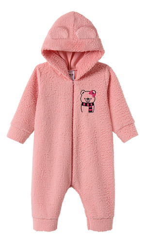 Macacão Fleece Zíper Infantil De Menina Bebê Inverno