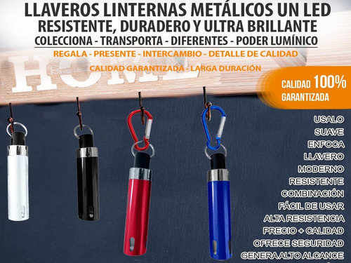 Llavero Linterna 2en1 100mt Metalico Resistente Pop Regalo