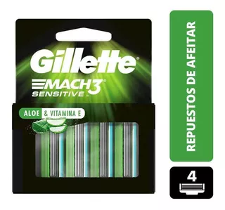 Gillette Repuesto Mach3 Sensitive Aloe X 4 Un