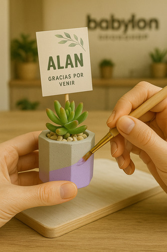 Maceta De Yeso Octogonal Souvenirs Velas Decoración Cactus Blanco 6 Unidades