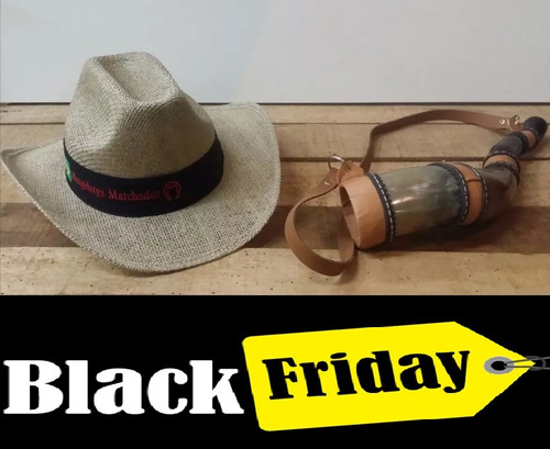 Kit Chapéu Cowboy Com Berrante Infantil + Cinto + Bainha