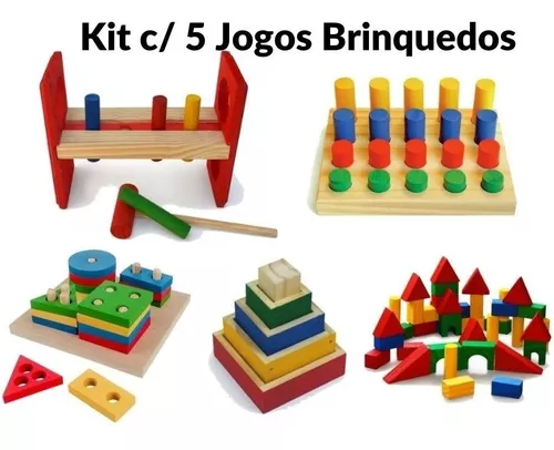 Conjunto 5 Brinquedos Jogos Educativos Pedagógico Divertido