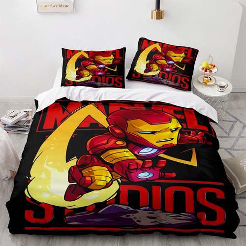 Cómodo Juego De Cama Funda De Almohada Iron Man De Dibujos A