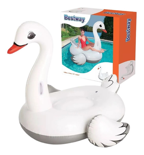 Flotador Inflable Cisne Gigante Bestway Pileta 1,96cm X 1,74