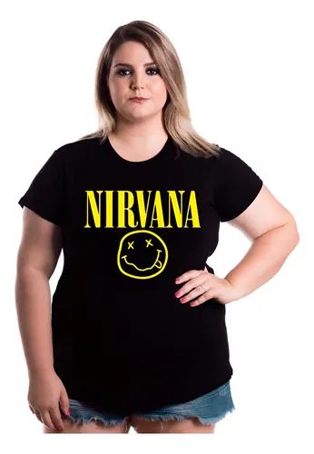 Camiseta Feminina Plus Size Nirvana Banda Rock Show Metal