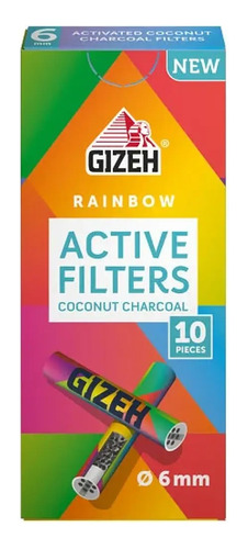  Boquillas Filtros Carbon Activo Rainbow Gizeh 6mm  10u 