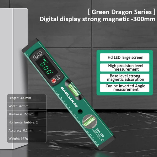 Nivel Magnético 30 Cm Electrónica De Alta Precisión Con Led