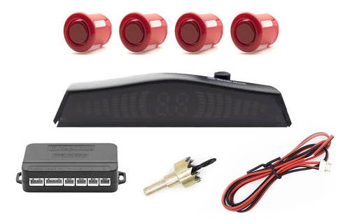 Kit Sensor 4 Pontos Estacionamento Mini Led Vermelho
