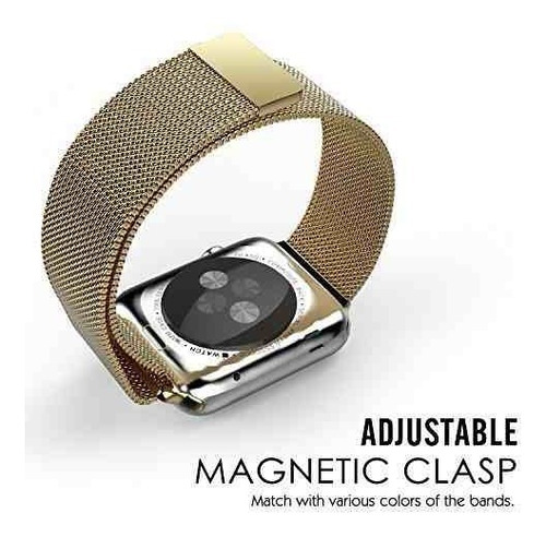 Imagem 2 de 4 de Pulseira Milanese Para Apple Watch 38/40mm -dourada