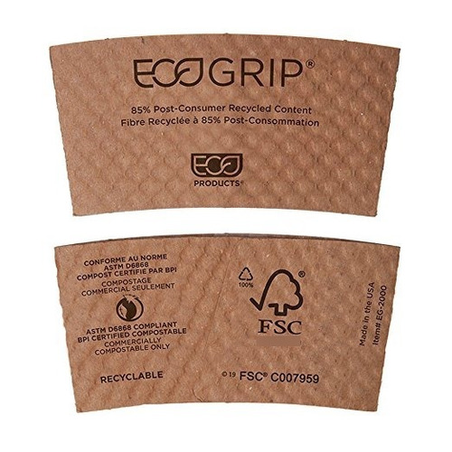 Copa Eco-productos Compostables Ecogrip Caliente Mangas, Bro