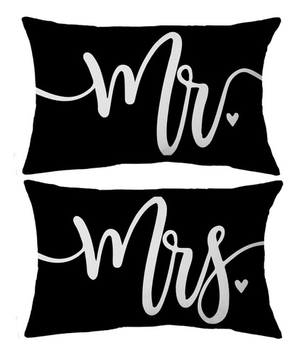 Voatok Juego De 2 Fundas De Almohada Mrs. And Mr., 12 X 20 P