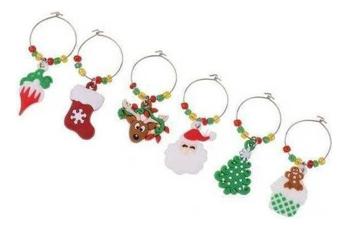 3x6pcs Christmas Santa Claus Wine Charms Bookmark Table 1