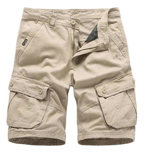 Yo) Pantalones Cortos Cargo Lisos For Hombre Pantalones De