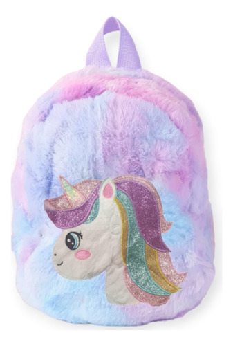 Morral Peluche Uniconio Peludo Bicolor 2 Bolsillos Ajustable