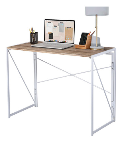 Mesa Plegable Auxiliar Escritorio Estilo Industrial Blanco 