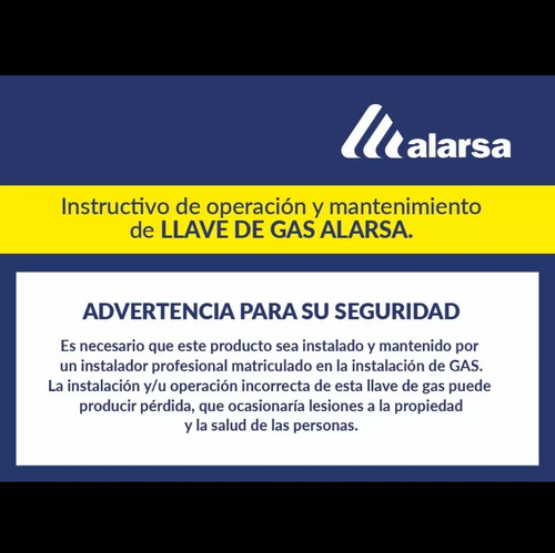Valvula Esferica Llave Paso Reducido Alarsa Gas 1/2