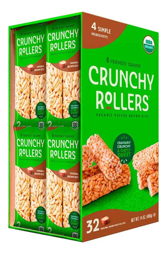 Rollos De Arroz Integral Orgánico Crunchy Rollers 32 Pz