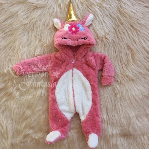 Enterito Peluche Kigurumi Unicornio Para Bebé Hasta 12 Meses