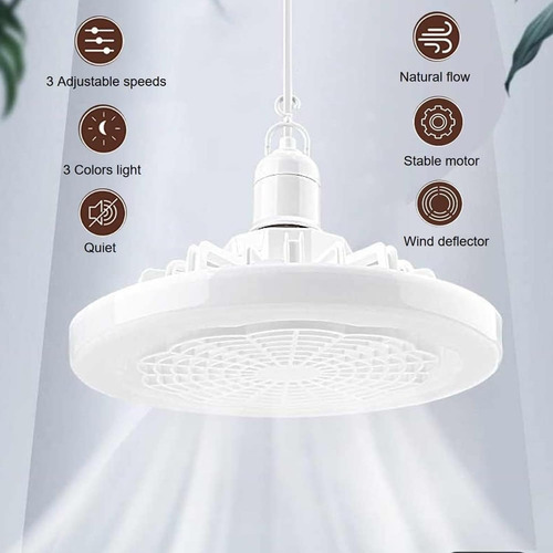 Ventilador De Techo Con Ly Ces E27 Y Control Remoto 3 Nivele
