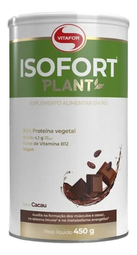 Kit 2x: Isofort Plant Proteína Vegana Cacau Vitafor 450g