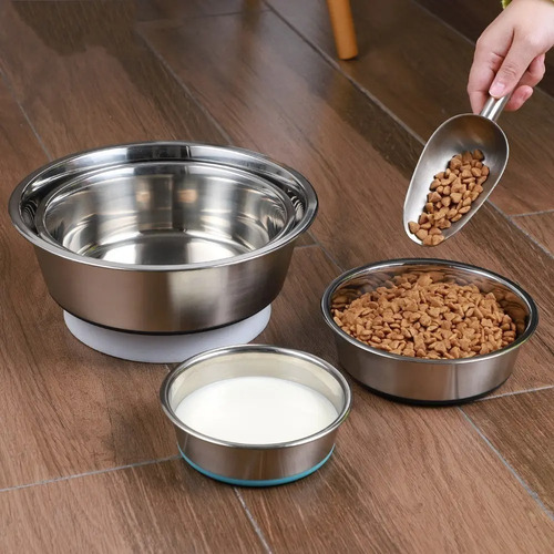Plato Bowl Comedero Bebedero De Acero Para Perro Gato 18 Cm