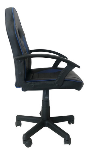 Imagen 3 de 4 de Silla de escritorio Tedge 435878 gamer ergonómica negra y azul con tapizado de cuero sintético