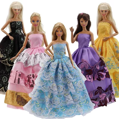 Kit Com 3 Vestidos De Princesa Para Boneca Barbie