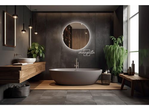 Espejo Circular Led Fría Para Baño Acabado Canto Pulido