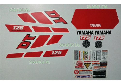 Kit Completo De Calcomanías Yamaha Dt Lara Con Advertencia