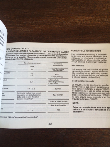 Nissan V16 Manual Del Propietario (Usado)