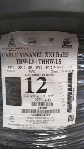 Carrete 1000 Mts Cable Thw Cal 12 Awg Condumex Vinanel Xxi