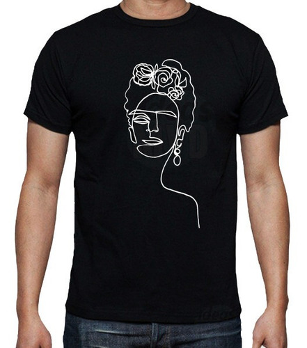 Remera Frida 01 (negra) Ideas Mvd