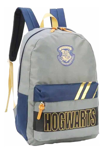 Mochila Costas Escolar Juvenil Luxcel Harry Potter Hogwarts Cor Cinza