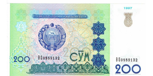 Billete De Uzbekistán, 200 Som. 1997. Sin Circular.  Jp