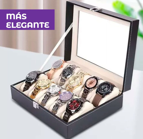 Estuche Caja Organizador De 12 Relojes Elegante Eco Cuero