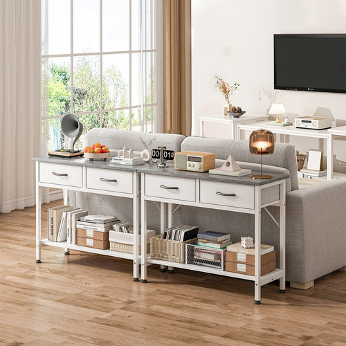 Mesa De Consola Moderna Con Marco De Metal Cajón De Tela