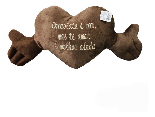 Imagem 1 de 1 de Pelúcia Coração Pequeno Marrom Chocolate É Bom