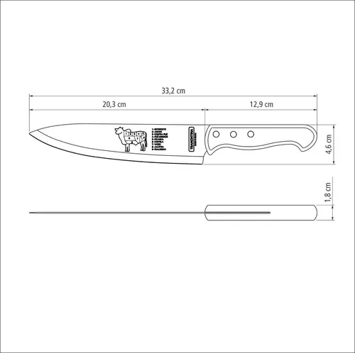 Faca Inox Peixeira Reforçada Cabo Madeira 6 - Tramontina - Rei da Cutelaria