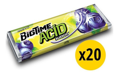 Bigtime Acid Blueberry Chicle Sin Azúcar 20 Un. X 11 Grs