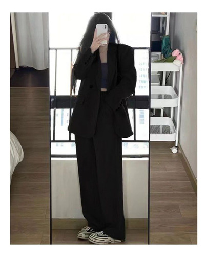 Conjunto De Pantalón Blazer Casual Para Mujer Estilo Coreano