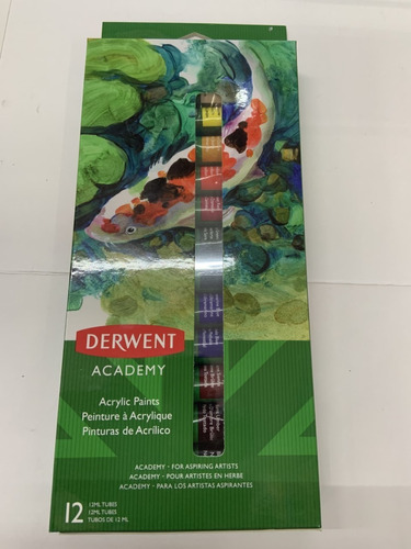 Pinturas Acrilicas Derwent Academy Estuche 12 Tubos De 12 Ml