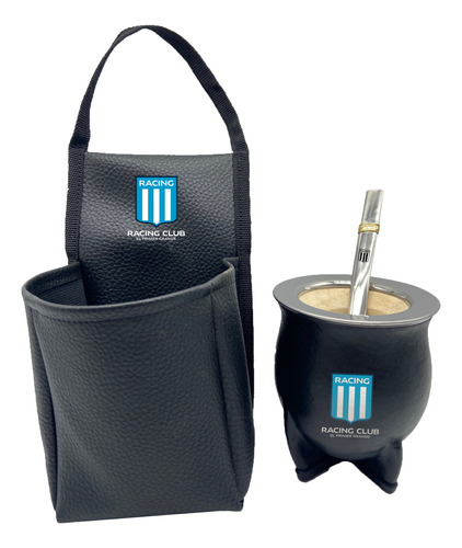  Porta Mate Ecocuero Negro Con Mate Camionero Racing Club