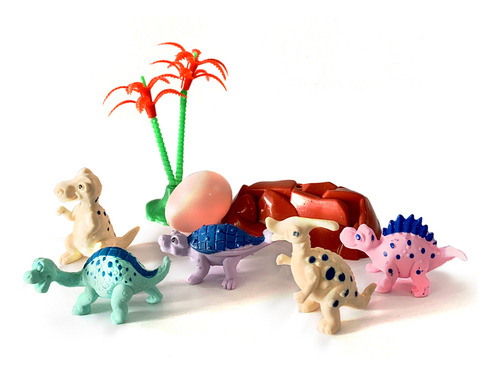 Kit 05 Miniaturas Dinossauros Animais Brinquedo Infantil + 03 Acessórios Sortidos Animal Planet EBN Kids