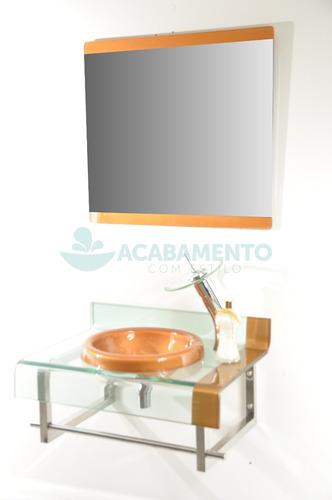 Gabinete  Vidro Banheiro Dourado 60 Cm + Mistutador Cascata