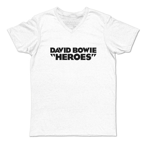 David Bowie Heroes Playera Cuello En V Neck Rock Black P