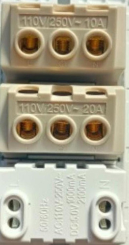 Kit C/2 Tomada 10/20 Ampêres Modular Dupla 2 Usb Carregador Branco