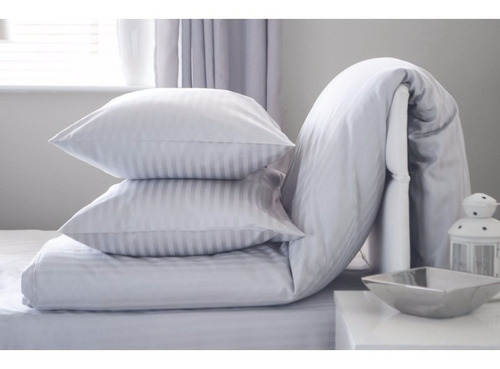 Imagen 5 de 5 de Set Duvet 6 Pzas Blanco Líneas Microfibra Sencillo