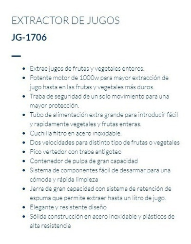 Juguera Extractor Yelmo Contenedor De Pulpa Jg1706 1000w