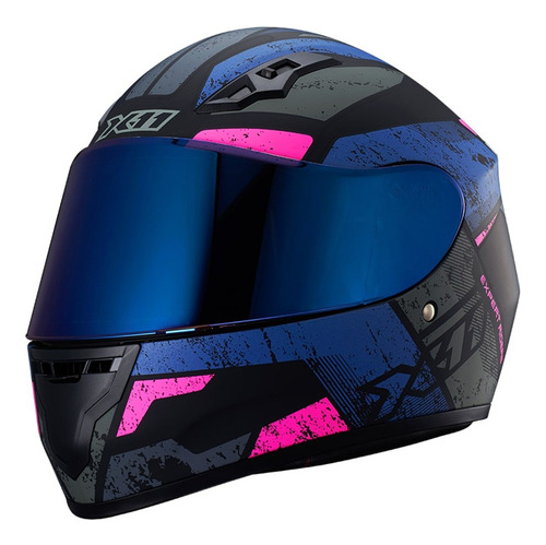 Capacete X11 Trust Pro Ballads Rosa + Viseira Colorida Cor Azul/Rosa Tamanho do capacete 58